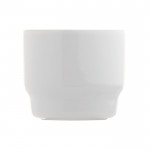 Taza de café con plato triangular hecho en EU 180ml color blanco tercera vista