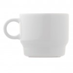 Taza de café con plato triangular hecho en EU 180ml color blanco cuarta vista