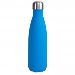 Botella de acero de doble pared con acabado en goma 500ml color azul claro