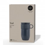 Taza térmica de acero inoxidable con pequeña asa 280ml color azul segunda vista