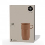 Taza térmica de acero inoxidable con pequeña asa 280ml color marrón segunda vista