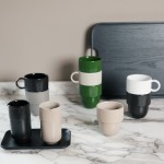 Taza apliable de porcelana con pequeña asa superior 270ml color negro octava vista