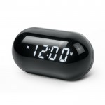 Radio reloj redondo y compacto con pantalla digital para la hora color negro