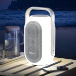 Altavoz blanco con luz ambiental multicolor y asa superior marca Muse color blanco novena vista