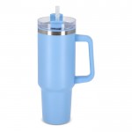 Vaso térmico grande de acero inoxidable con pajita 1.2L color azul claro
