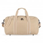 Bolsa de RPET para viaje o deporte con amplia apertura superior color beige