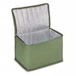 Cesta de picnic con tapa de madera y bolsa nevera en el interior color verde oliva
