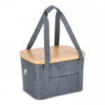 Cesta de picnic con tapa de madera y bolsa nevera en el interior color gris oscuro tercera vista