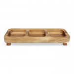Mini mesa de madera de acacia con 3 compartimientos para meriendas color madera segunda vista