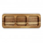 Mini mesa de madera de acacia con 3 compartimientos para meriendas color madera cuarta vista