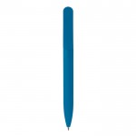 Bolígrafo giratorio de plástico de tacto suave hecho en EU color azul segunda vista