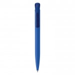 Bolígrafo pulsador de plástico con un acabado suave hecho en EU color azul segunda vista