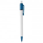 Bolígrafo blanco con detalles a color en la punta y clip hecho en EU color azul claro quinta vista