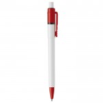 Bolígrafo blanco con detalles a color en la punta y clip hecho en EU color rojo quinta vista