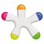 Marcador en forma de estrella irregular con 5 colores de tinta color blanco segunda vista