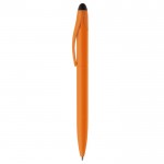 Bolígrafo de plástico con mecanismo giratorio y puntero negro color naranja tercera vista