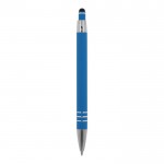 Bolígrafo de aluminio acabado soft-touch y 3 anillos plateados color azul claro cuarta vista