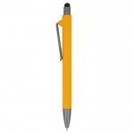 Bolígrafo de plástico reciclado de varios colores y puntero negro color amarillo tercera vista