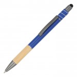 Bolígrafo con detalle de bambú y un spinner anti estrés tinta azul color azul oscuro