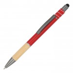 Bolígrafo con detalle de bambú y un spinner anti estrés tinta azul color rojo
