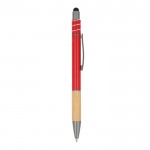 Bolígrafo con detalle de bambú y un spinner anti estrés tinta azul color rojo quinta vista