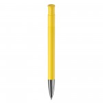Bolígrafo pulsador de plástico de colores mate hecho en EU color amarillo cuarta vista