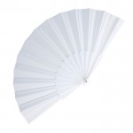 Abanico de poliéster en colores con mango de plástico personalizable color blanco
