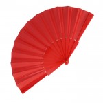 Abanico de poliéster en colores con mango de plástico personalizable color rojo segunda vista