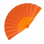 Abanico de poliéster en colores con mango de plástico personalizable color naranja segunda vista