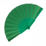 Abanico de poliéster en colores con mango de plástico personalizable color verde segunda vista