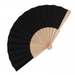 Abanico de RPET en colores con mango de madera personalizable color negro