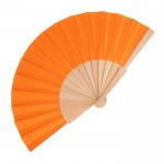 Abanico de RPET en colores con mango de madera personalizable color naranja