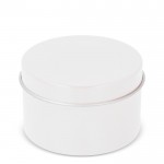 Vela de cera vegetal en tarro monocromático de acero reciclado circular color blanco