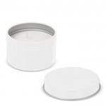Vela de cera vegetal en tarro monocromático de acero reciclado circular color blanco quinta vista