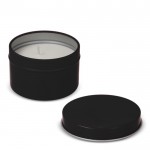 Vela de cera vegetal en tarro monocromático de acero reciclado circular color negro quinta vista