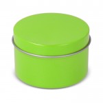Vela de cera vegetal en tarro monocromático de acero reciclado circular color verde lima