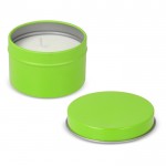 Vela de cera vegetal en tarro monocromático de acero reciclado circular color verde lima quinta vista