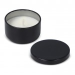 Vela de cera vegetal en tarro de acero reciclado circular color negro quinta vista