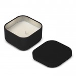 Vela de cera vegetal con aroma a vainilla en tarro de metal cuadrado color negro quinta vista