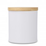 Vela de cera vegetal en tarro de aluminio reciclado metalizado color blanco cuarta vista