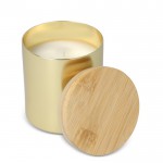 Vela de cera vegetal en tarro de aluminio reciclado metalizado color dorado tercera vista