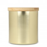 Vela de cera vegetal en tarro de aluminio reciclado metalizado color dorado cuarta vista