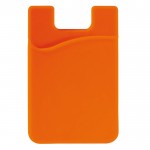 Tarjetero de silicona en varios colores para adherir al móvil color naranja
