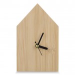 Reloj de sobremesa hecho de bambú en forma de casa para personalizar color natural segunda vista