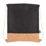 Mochila de cuerdas de RPET con base de corcho y capacidad de 10kg color negro tercera vista