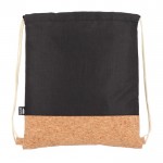 Mochila de cuerdas de RPET con base de corcho y capacidad de 10kg color negro cuarta vista