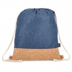 Mochila de cuerdas de RPET con base de corcho y capacidad de 10kg color azul oscuro segunda vista