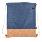 Mochila de cuerdas de RPET con base de corcho y capacidad de 10kg color azul oscuro tercera vista