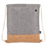 Mochila de cuerdas de RPET con base de corcho y capacidad de 10kg color gris tercera vista