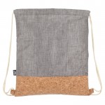 Mochila de cuerdas de RPET con base de corcho y capacidad de 10kg color gris cuarta vista